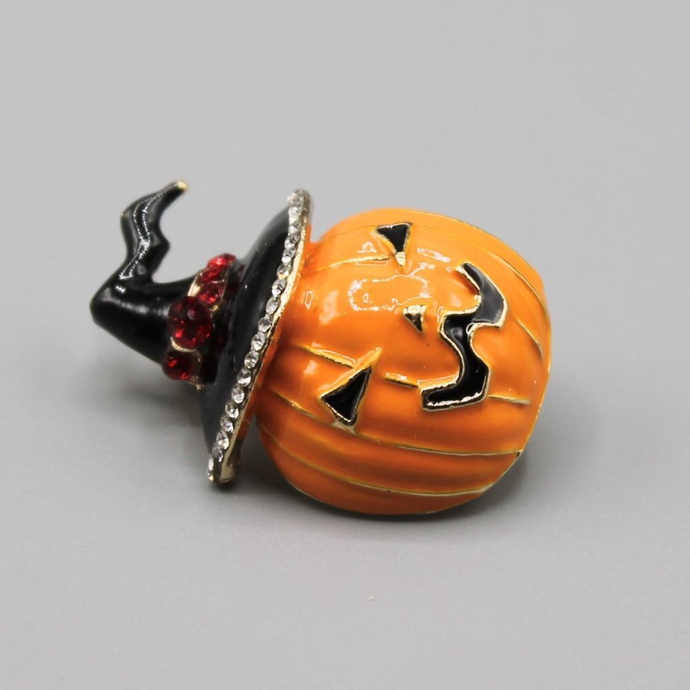 Pumpkin Halloween pin brooch jewelry orange black brand new fashion gold tone - Picture 8 of 11
